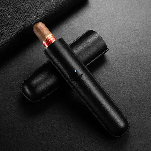 Étui à cigare individuel en cuir de vachette télescopique - SOLITAIRE - ["maj-desc","maj-filtre"] - etui cigare - Cadeau, Noël, Anniversaire, Original, Fête des pères, fête des mères - Atelier Atypique