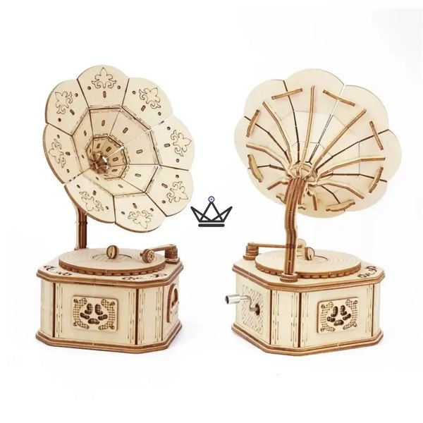 3D-Holzpuzzle Grammophon Spieluhr mit Kurbel - SERENADE
