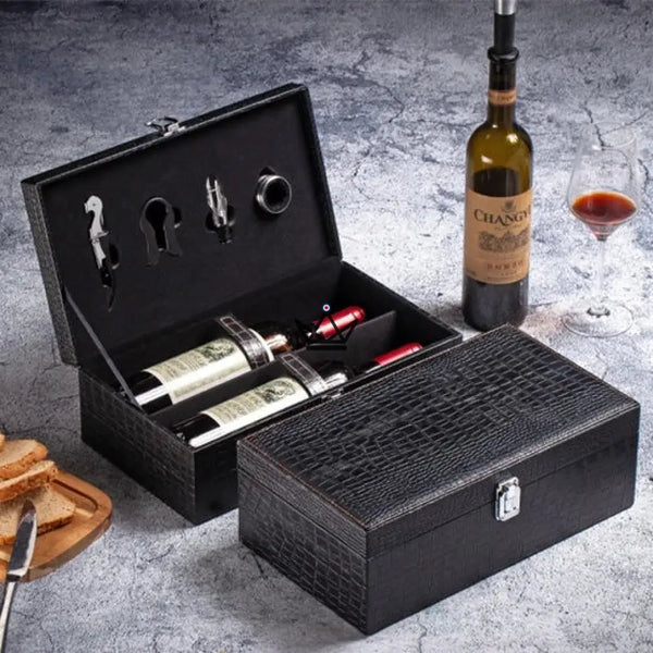 Coffret 2 bouteilles de vin avec accessoires de sommelier - SOMMELIER - ["maj-desc","maj-filtre"] - coffret vin - Cadeau, Noël, Anniversaire, Original, Fête des pères, fête des mères - Atelier Atypique