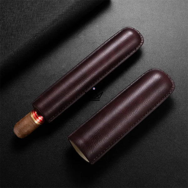 Étui à cigare individuel en cuir de vachette télescopique - SOLITAIRE - ["maj-desc","maj-filtre"] - etui cigare - Cadeau, Noël, Anniversaire, Original, Fête des pères, fête des mères - Atelier Atypique