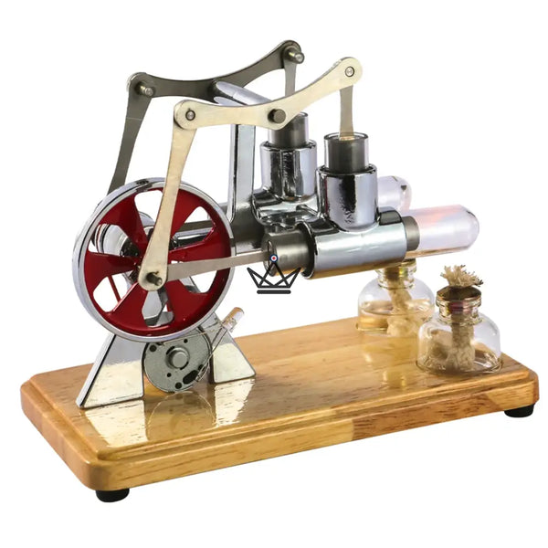 Zweizylinder-Stirlingmotor mit Generator und LED - CASTOR