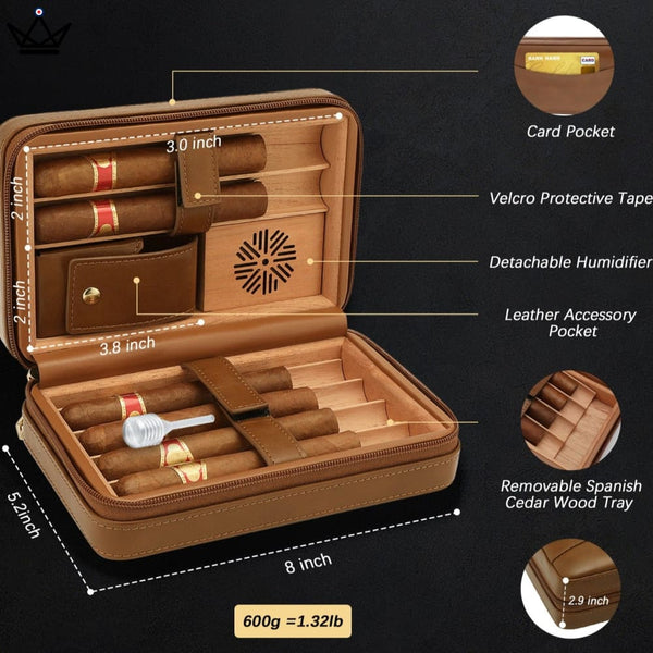 Pack Cave à cigare de voyage en cuir + Briquet - TISFA STYLE -  - cave a cigare - Cadeau, Noël, Anniversaire, Original - Atelier Atypique