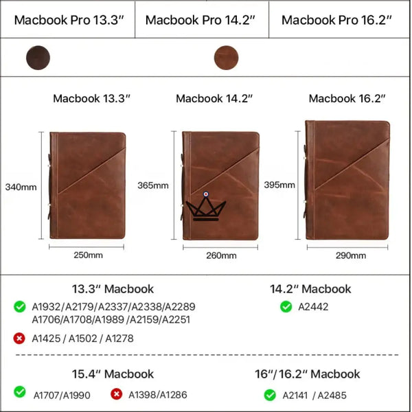 Housse Macbook en Cuir Personnalisable 13"-16" - Voyageur CODEX