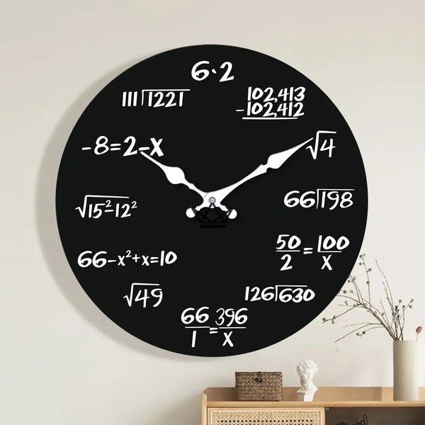 Horloge murale mathématique fond noir silencieuse - ALGORA