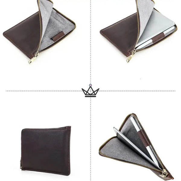 Pochette zippée cuir personnalisable pour iPad mini à dragonne - Voyageur OPUS - ["Divers personnalisable","maj-desc","maj-filtre","Maroquinerie Personnalisable"] - etui personnalisable - Cadeau, Noël, Anniversaire, Original, Fête des pères, fête des mères - Atelier Atypique