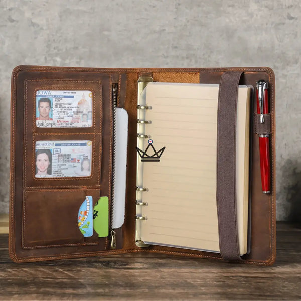 Personalisierbarer A5 Leder-Organizer — VOYAGEUR Notizbuch