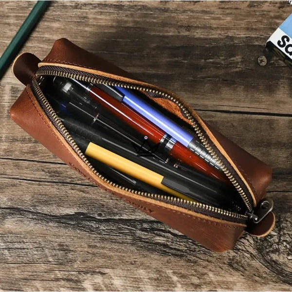 Trousse  en Cuir Personnalisable - Stylos & Lunettes - Voyageur Orion