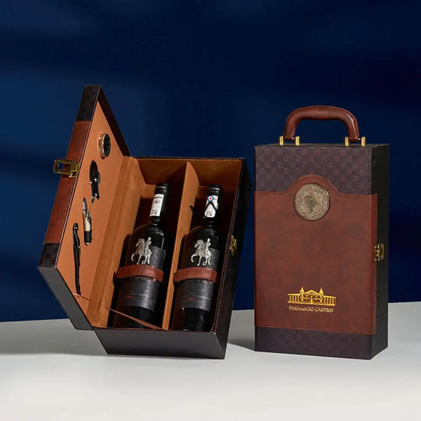 Coffret 2 bouteilles de vin avec accessoires de sommelier - SOMMELIER - ["maj-desc","maj-filtre"] - coffret vin - Cadeau, Noël, Anniversaire, Original, Fête des pères, fête des mères - Atelier Atypique