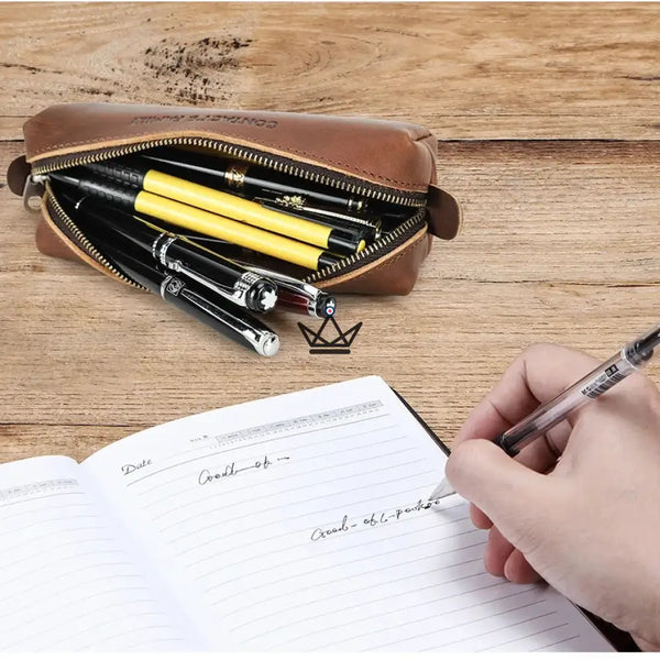 Trousse  en Cuir Personnalisable - Stylos & Lunettes - Voyageur Orion