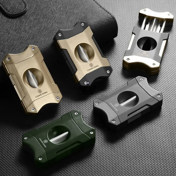 2-in-1 V-shaped cigar cutter with cigar rest, gift set — AZZURRO ORIGINAL