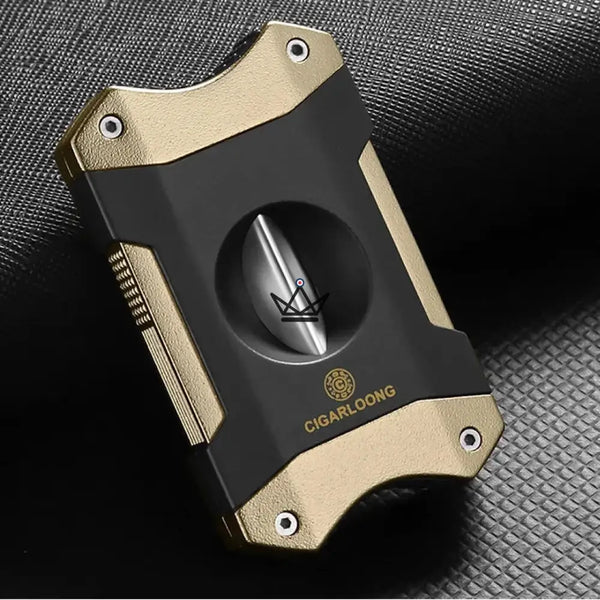 2-in-1 V-shaped cigar cutter with cigar rest, gift set — AZZURRO ORIGINAL – 3/15