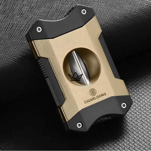 2-in-1 V-shaped cigar cutter with cigar rest, gift set — AZZURRO ORIGINAL – 4/15