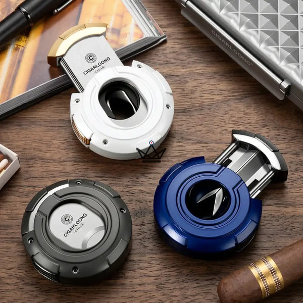 Runder 2-in-1-Zigarrenscherer mit geradem und V-förmigem Schnitt, Geschenkset — KUKLOS ORIGINAL – 2/26