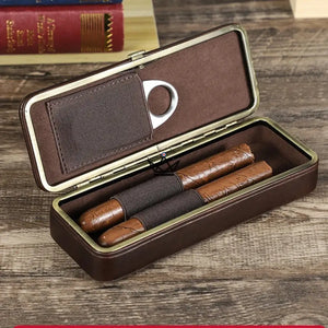Étui 2 cigares en cuir personnalisable avec fermoir — Voyageur ÉCRIN