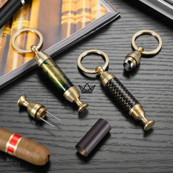 Perce-cigare porte-clés doré 2-en-1 avec aiguille — SCEPTRE, Vert marbré