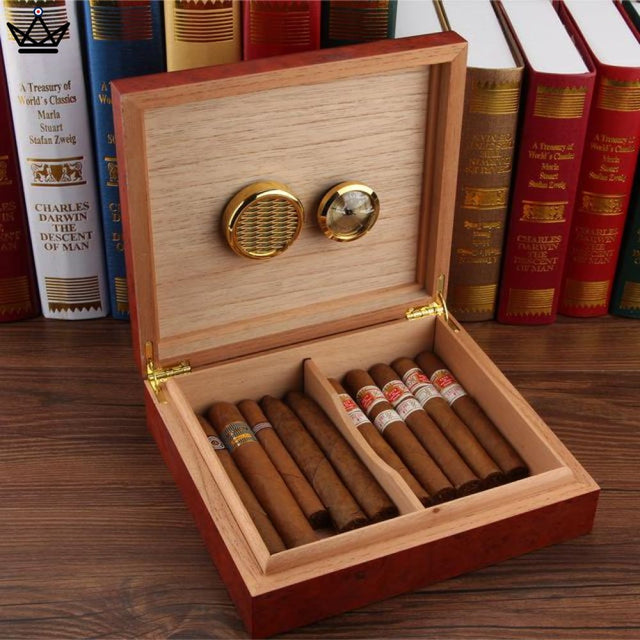 cave à cigares cèdre espagnol avec humidificateur boîte à cigares  hygromètre brun