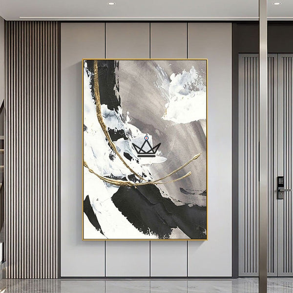 Impression sur toile abstraction or 145x45 cm xxl tableau