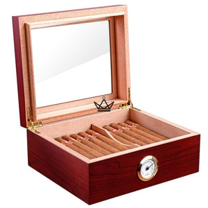 Cave à cigares Edition FIFTY — 50 cigares, cèdre espagnol, vitre & hygromètre - ["cadeau-retraite"] - Cave à cigare TOP - Cadeau, Noël, Anniversaire, Original, Fête des pères, fête des mères - Atelier Atypique